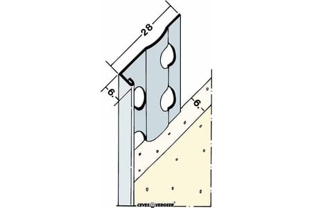 Profiel Stucstop 1216 verzinkt 6mm wit | Stiho.nl Profiel Stucstop 1216 verzinkt 6mm wit